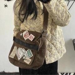 [新品未使用] SHIEN  パッチワーク風メッセンジャーバッグ ／ブラウンの画像