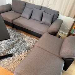 [幅202] 洗えるカバーリング ソファ 3人掛け ポケットコイル L字 ファブリック レザー オットマンの画像