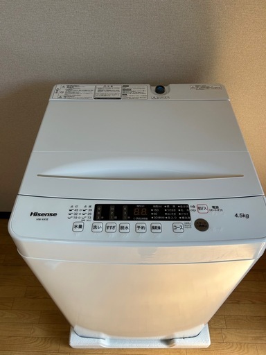 【値下げ】メーカー保証9カ月あり　【超美品 Hisense全自動洗濯機4.5kg HW-K45E 】