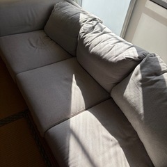 【無料】3人掛け布製ソファ 傷・汚れあり 引取限定/配送可（着払い）の画像