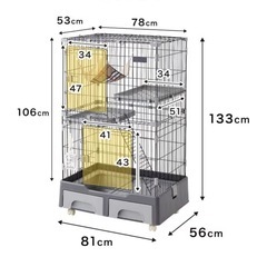 猫ゲージ　2段　キャスター付き　ホワイト
の画像