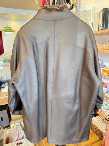 D8023【ミラショーン】羊革 ラムレザー ショートコート size48 L