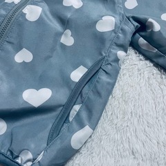 ベビー ジャンパー アウター ハート柄 水色 女の子 ナイロン生地 80の画像