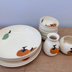 豊中市・伊丹市 市民限定）柿絵柄和食器セット（豊中市伊丹市クリーンランド・リユース品）管理番号260306の画像