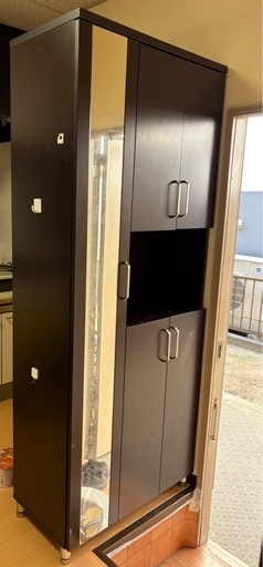 鏡付き下駄箱　シューズラック　棚