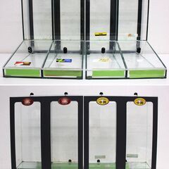 ≪ZS843ジ-③≫ コーヒー豆 ガラスケース/ショーケース 2個セット カフェ/店舗什器　ディスプレイ 昭和レトロ 現状品の画像