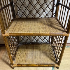 籐製 ラタン 棚 4段 ラック 飾り棚 和風 レトロ 状態込み 中古の画像