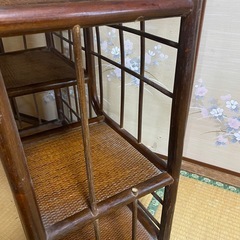 籐製 ラタン 棚 オープン ラック 飾り棚 和風 レトロ 状態込み 中古の画像