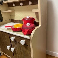 可愛い子供用木製キッチン　おままごと　ナチュラル　おもちゃの画像