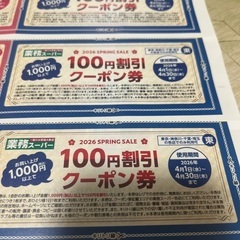 【3/26日まで出品】業務スーパー100円割引クーポン12枚の画像