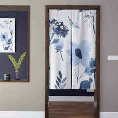 間仕切り のれん 仕切り 目隠し フラワー ブルー 新品 未使用の画像