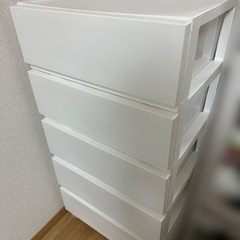 [帰国処分]工具不要で組み立て簡単ワイドチェスト デコニーCV2(5段 ホワイト)の画像