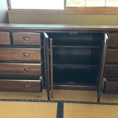 1000円　木製サイドボード　幅149cm　収納家具　引き取り限定の画像