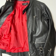 シングルライダースジャケット 赤裏地の画像