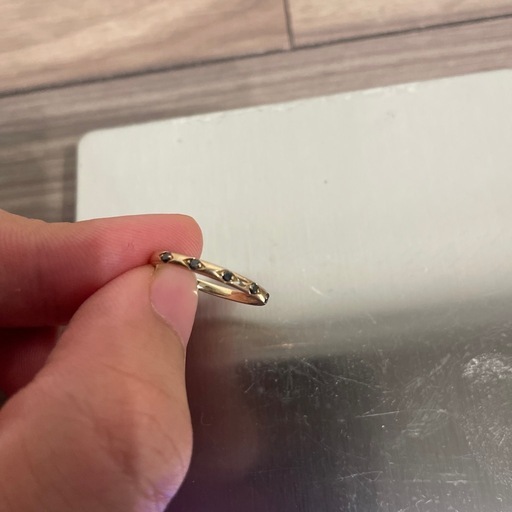 ツツミ K10 イエローゴールドブラックダイヤモンドリング 約13号  指輪