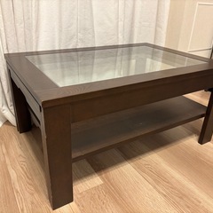 ケユカ(KEYUCA)ガラス板付きローテーブル(伸縮タイプ)の画像