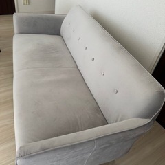 ★ソファ 3人掛け ベロア調 ライトグレー モダン おしゃれ モノトーン★ の画像