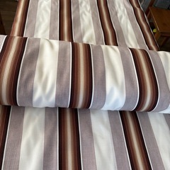 カーテン生地　昭和レトロ ヴィンテージ ボーダー ブラウン系の画像