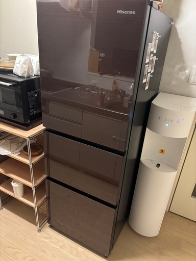 【決まりました】Hisense ハイセンス 冷蔵庫 幅55cm 282L ダークブラウン HR-G2801BR 3ドア 右開き 真ん中野菜室 自動霜取り ガラスドア