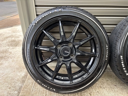 バリ山 165/55/15 ホワイトレタータイヤブラックホイールセット軽自動車等