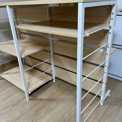 ゴミ箱収納キッチンカウンター　　背面収納用可動棚付きの画像