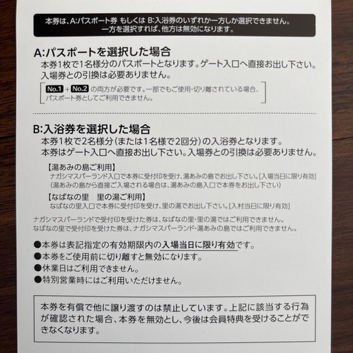★ナガシマスパーランド　パスポート券2名分