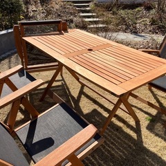 定価69000円　ガーデンテーブル&チェア4脚　ハードウッドの画像