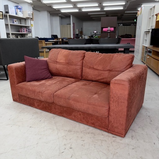 【超美品‼️】オシャレ♪ 北欧アンティーク調 160cm幅2人掛けソファ ローソファ ラヴソファ ファブリックレザー調生地♪