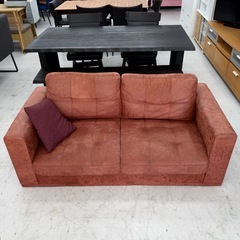 【超美品‼️】オシャレ♪ 北欧アンティーク調 160cm幅2人掛けソファ ローソファ ラヴソファ ファブリックレザー調生地♪の画像