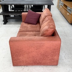 【超美品‼️】オシャレ♪ 北欧アンティーク調 160cm幅2人掛けソファ ローソファ ラヴソファ ファブリックレザー調生地♪の画像