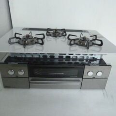 【中古】パロマ ビルトイン ガスコンロ 3口 LPガス PD-809WS-75CV 2022年製 ウィズナ ハイパーガラスコート 水無両面焼 プロパンの画像