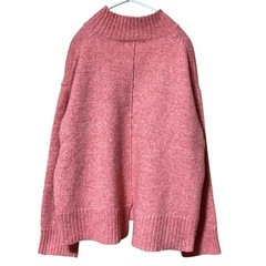 UNITED ARROWS  ボリュームニット モックネック 杢ピンク Ｆの画像