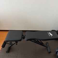 ベンチ、可変式ダンベル、マットの画像
