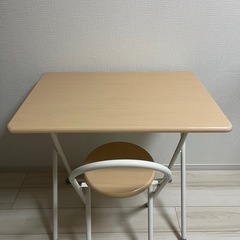 折りたたみ式 ナチュラル デスクと椅子セット CAINZの画像