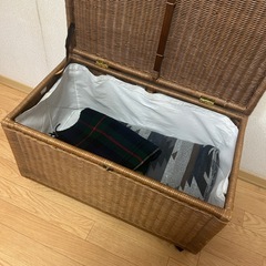 「ラタン調 収納ボックス キャスター付き ナチュラル 大容量 の画像