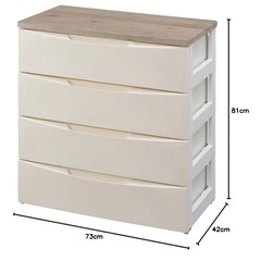 1個 アイリスオーヤマ チェスト 4段 届いてすぐ使える完成品 デザイン 日本製 木天板 幅73×奥行42×高さ81㎝ アイボリー の画像