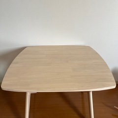 ダイニングテーブルセット（2人用）椅子2脚付き ナチュラル×レッドの画像