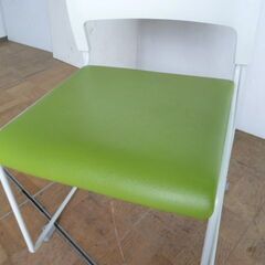 【中古】中央可鍛工業 スタッキングチェア MO-27 ライトグリーン 8脚セット 左右連結 スタッキング ミーティングチェア 会議 椅子の画像