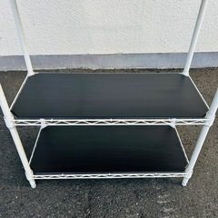 スチールラック　3段　白　天板(こげ茶)  64×29×80.5cm 棚　ラックの画像