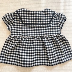 【Birthday】ギンガムチェック 半袖ブラウス 80cm 丸襟 女の子 ベビーの画像