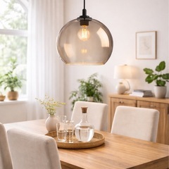 【電球付】IKEA ペンダントライト HEMMA / スモークガラスシェードの画像