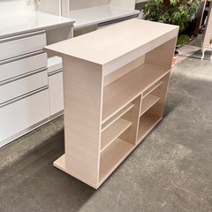 A2179🌟激安‼️ カウンターテーブル 収納 バーカウンター 自宅 テーブル おしゃれ 大川家具 収納家具 間仕切り キッチンカウンター キッチン収納 キッチン対面カウンター 片面収納 受付カウンター 棚 白🌟の画像