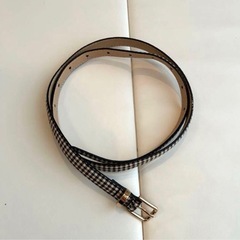 レディース　ベルト　チェック　チェック柄細ベルト　ゴールドバックル　ゴールドの画像