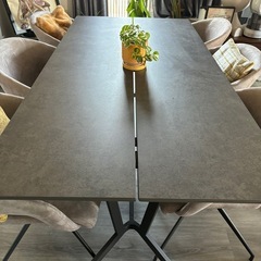セラミックダイニングテーブル&チェア6脚セットの画像