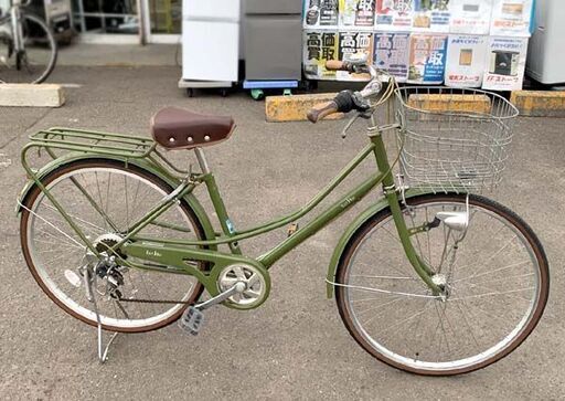 26インチ 自転車 6段切替 オートライト 荷台 カゴ EAST BOY グリーン シティサイクル ママチャリ 札幌市 東区 北20条店 26インチ 自転車 6段切替 オートライト 荷台 カゴ EAST BOY グリーン
