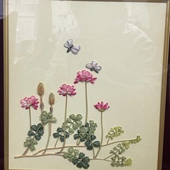 押し花アート 額入り 花柄 壁掛け インテリア ハンドメイド風 ナチュラルの画像