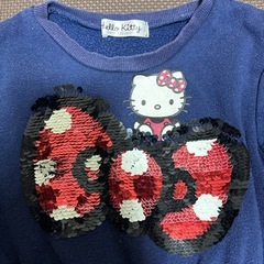Hello Kittyのスパンコールリボンデザインの長袖ワンピース、120の画像