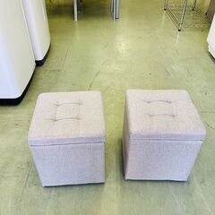 【リサイクルショップ ピカソ 小松原】🪑✨ グレー系ファブリック ボックススツール✨収納にも便利な万能アイテム♪★5034★の画像