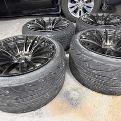 18インチ　ウェッズスポーツ　SA-15R タイヤ&ホイール　4本セット　9.5J+25/10.5J+25 114.3-5H 軽量ホイール　ドリ車　 の画像