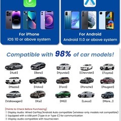 CarPlay ワイヤレス 無線 Android auto 自動接続 日本語説明書付きの画像